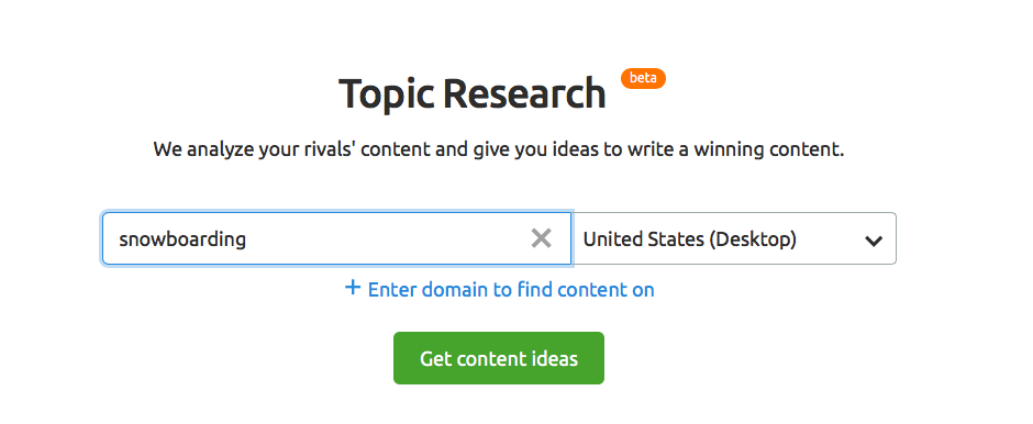 Topic Research with SEMrush
