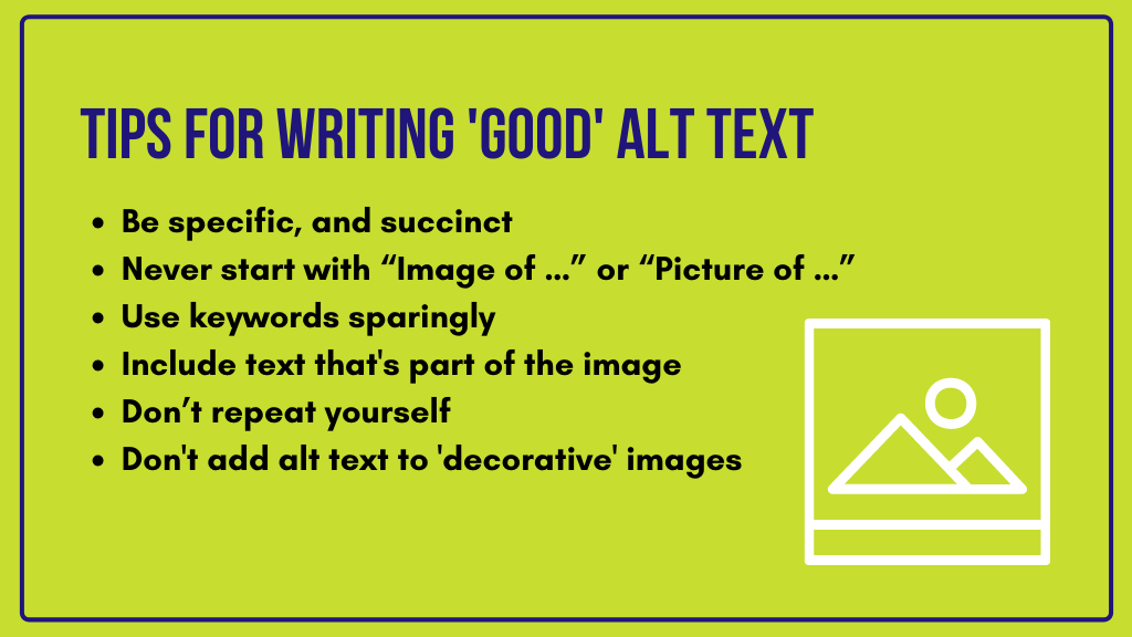 Tips for writing 'good' alt text